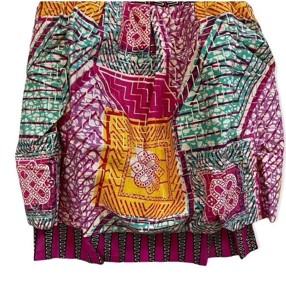 Boxing Kitten Tam Tam Strapless Peplum Vibrant Geometric Print Mini Dress sz 4 - Picture 6 of 11